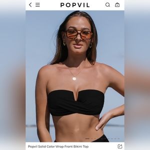 Black Wrap Bikini Top Strapless